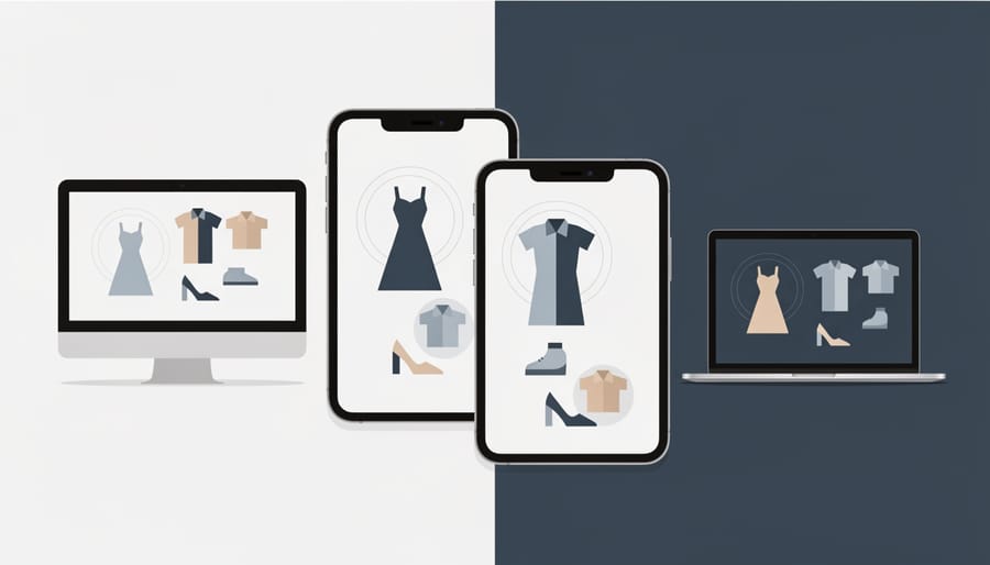 Overhead view of a hand checking smartphone visuals alongside tactile fabric swatches for contrast